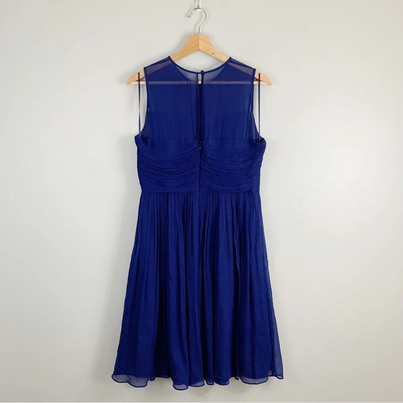 J. Crew Womens Clara Mini Dress Silk Chiffon Cocktail A  Line Blue Bridesmaid 10 - Picture 2 of 12
